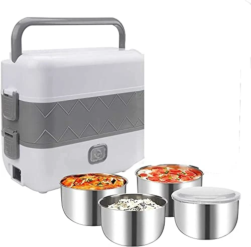 Upgraded Self Cooking Electric Lunch Box, Mini Rice Cooker, Portable 2 Layers 4 Stainless Steel Steamer Food Insulation Lunch Box For Home Office School Travel Jobsite Picnics Outdoor (2000 ML/110V/200W) 3 Upgraded Self Cooking Electric Lunch Box, Mini Rice Cooker, Portable 2 Layers 4 Stainless Steel Steamer Food Insulation Lunch Box For Home Office School Travel Jobsite Picnics Outdoor (2000 ML/110V/200W)