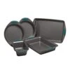 Nonstick Bakeware Set With Grips Includes Nonstick Baking Pans, Baking Sheet And Nonstick Bread Pan - 5 Piece, Gray With Marine Blue Handles -Wilton Shop 41l6TNiGI9L