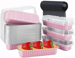 Mini Loaf Pans With Lids 50 Pack, 6.8oz Rectangle Aluminum Foil Baking Pans Tins Containers,Disposable Ramekins Baking Cups Muffin Tins Cupcake Cups For Mini Brownie Cake Bread Loaf -Pink 29 Mini Loaf Pans With Lids 50 Pack, 6.8oz Rectangle Aluminum Foil Baking Pans Tins Containers,Disposable Ramekins Baking Cups Muffin Tins Cupcake Cups For Mini Brownie Cake Bread Loaf -Pink -Wilton Shop 41lC5XOkKML. AC