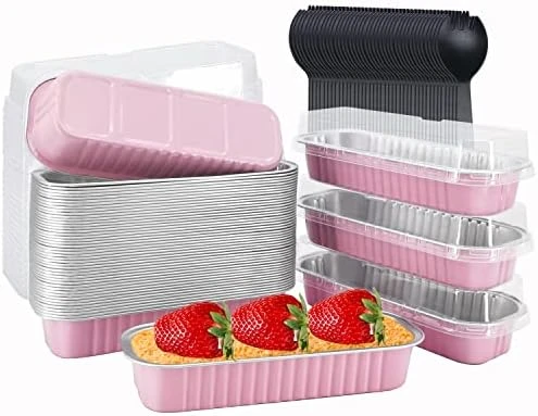 Mini Loaf Pans With Lids 50 Pack, 6.8oz Rectangle Aluminum Foil Baking Pans Tins Containers,Disposable Ramekins Baking Cups Muffin Tins Cupcake Cups For Mini Brownie Cake Bread Loaf -Pink 15 Mini Loaf Pans With Lids 50 Pack, 6.8oz Rectangle Aluminum Foil Baking Pans Tins Containers,Disposable Ramekins Baking Cups Muffin Tins Cupcake Cups For Mini Brownie Cake Bread Loaf -Pink - Image 13