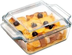 Mini-1 QT Rectangular Glass Casserole Dish With Glass Lid, (Single Serving) Glass Bakeware With Lid Glass Microwave Casserole Dish Lidded Small Casserole Dish -Wilton Shop 41lG j1 ucL. AC
