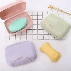 Drainage Soap Box Soap Box With Lid Soap Box With Lock Dormitory Soap Box Travel Portable Sealed Waterproof (Color : Green) -Wilton Shop 41lM0Q42f9L