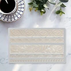 DIY Baroque Scroll Relief Cake Border Silicone Molds, Baroque Style Curlicues Scroll Lace Fondant Silicone Mold, European Frame Cake Decorating Tools, Relief Flower Lace Mould Mat(Gray) 10 DIY Baroque Scroll Relief Cake Border Silicone Molds, Baroque Style Curlicues Scroll Lace Fondant Silicone Mold, European Frame Cake Decorating Tools, Relief Flower Lace Mould Mat(Gray) -Wilton Shop 41lN1YmIiNL
