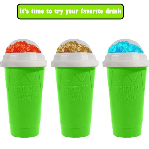 Slushy Cup Slushie Maker Ice Cup Silica Cup Pinch Cup Summer Cooler Smoothies Cup Double Layer Squeeze Cup Slush Maker Cup Home DIY Smoothie Cup For Children And Adult (Green) 6 Slushy Cup Slushie Maker Ice Cup Silica Cup Pinch Cup Summer Cooler Smoothies Cup Double Layer Squeeze Cup Slush Maker Cup Home DIY Smoothie Cup For Children And Adult (Green) - Image 4