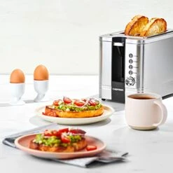 2-Slice Pop-Up Stainless Steel Toaster W/ 7 Shade Settings Extra Wide Slots For Toasting Bagels, Defrost/Reheat/Cancel Functions, Removable Crumb Tray, 850W, 120V, Silver -Wilton Shop 41lTFbdx4dL