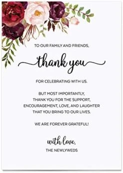 Thank You Placecards For Wedding (Set Of 50) Large 4" X 6" Table Place Setting Cards - Made In USA - Watercolor Red Roses Floral On White -Wilton Shop 41lTOv3rTVL. AC