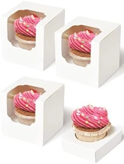 Cupcake Boxes 50 Pcs White Individual Cupcake Box, Single Cupcake Containers Cardboard Holders With Inserts And Window For Muffins Cocoa Bombs Packaging Togo Boxes For Birthdays Showers Party Favors Packing -Wilton Shop 41lXvWtzTbL. AC