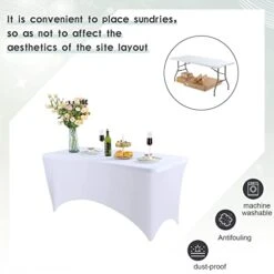 6 Pack Spandex Table Cover Fitted Spandex Tablecloths Stretch Table Cover Stretchy Table Cloth Washable Polyester Table Protector For Folding Rectangle Table, Wedding Party Or Event(White,6 Ft) -Wilton Shop 41loCuBqcGL
