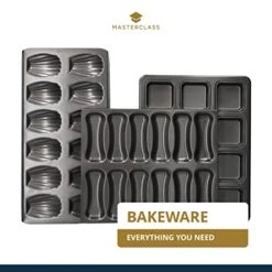 KCMCHB66 Madeleine Tray With PFOA Free Non Stick, Robust 1mm Carbon Steel, 12 Hole Cake Mould, Grey 12 KCMCHB66 Madeleine Tray With PFOA Free Non Stick, Robust 1mm Carbon Steel, 12 Hole Cake Mould, Grey -Wilton Shop 41lqkduYTqL