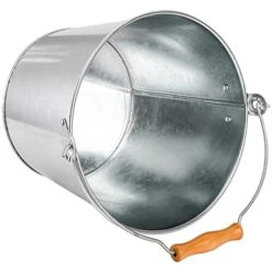 5-Quart Galvanized Metal Buckets With Wooden Handle, Galvanized Pail Ice Bucket For Beer, Wine, Champagne, Parties, Centerpieces, 9x7 Inches, Silver 11 5-Quart Galvanized Metal Buckets With Wooden Handle, Galvanized Pail Ice Bucket For Beer, Wine, Champagne, Parties, Centerpieces, 9x7 Inches, Silver -Wilton Shop 41lulhDBfaL