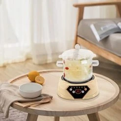 Multifunctional Health Pot 700W Automatic Electric Stew Pot 1.6L For Making Tea, Porridge And Soup, Clear, Cream Yellow -Wilton Shop 41lvuneXD3L