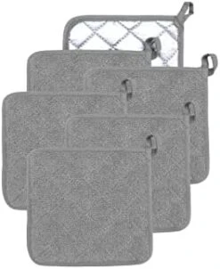 Oven Pot Holders 100% Cotton,7x7 Inches,3 Packs,Perfect For Cooking, Baking, Serving, BBQ Or Dinner Party (Gray, 3) -Wilton Shop 41m7X2HKUbL. AC