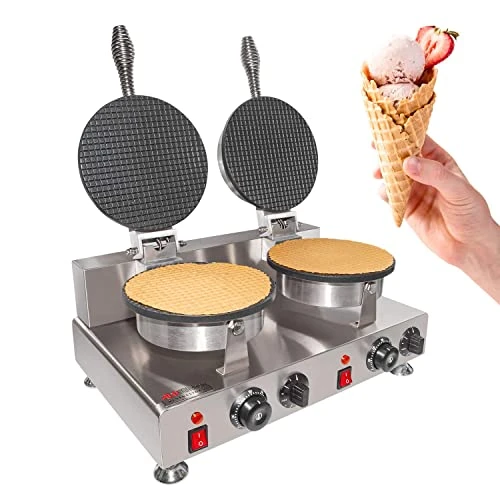 Cone Waffle Maker | Nonstick Coating (2-Head) 3 Cone Waffle Maker | Nonstick Coating (2-Head)