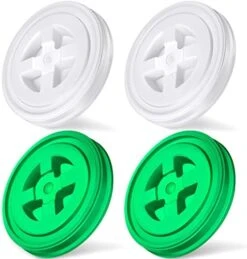 4 Pieces 5 Gallon Bucket With Lid Seal Lid Bucket Twist Lid Plastic Bucket Seal Lid Bucket Leakproof Lid Food Storage Container Lid Compatible With Gamma (White, Red) -Wilton Shop 41mAfsh6lSL. AC