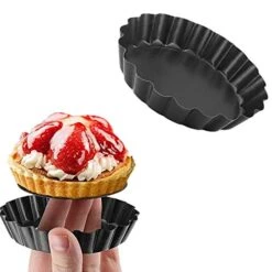 4 Inch Quiche Pans With Removable Bottom, 1 Packs Non-Stick Pie Tart Baking Dish Pan Carbon Steel Fruit Tart Mold Cupcake Muffin Mold Bakeware Pan Baking Tool For Kitchen Cooking Baking
