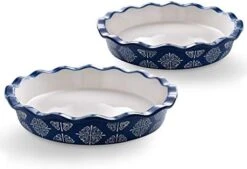  Pie Pan Ceramic Pie Dish Blue Pie Plate Porcelain Deep Dish Pie Pan Non-Stick Pie Pans -Wilton Shop 41mShYoCksL. AC