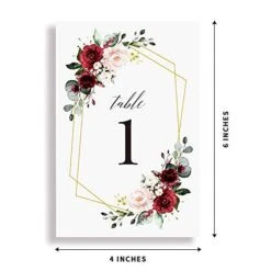Burgundy Wedding Table Numbers, Numbers 1-25 & Head Table Card Table Numbers, Double Sided 4x6 Floral Design, Table Numbers For Wedding Reception/Party/Event -Wilton Shop 41mdSw0ad8L