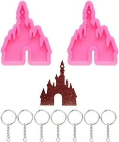 2 Pcs Castle Silicone Mold With Hole Castle Shaped Keychain Molds Chocolate Candy Cake Clay Baking Moulds And 10 Pieces Key Rings With Chain- Castle -Wilton Shop 41mhuWSpIML. AC
