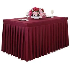 8' Ft Polyester Fitted Tablecloth Table Skirt For Wedding Banquet Trade Show Burgundy