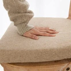 Kitchen Chair Cushions With Ties - High Density Sponge Seat Cushion And Dining Room Chair Pad 17 X 16.5 Inches Non Slip Rubber Back Seat Cover Machine Washable - Beige -Wilton Shop 41muxmilkbL