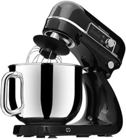 Stand Mixer 6.3 QT, 12 Speeds 300W DC Motor, Planetary Action, Digital Timer With Stainless Steel Mixing Bow, Dough Hook, Flat Beater, Whisk And Splash Guard (Red) -Wilton Shop 41mxSKtYSL. AC