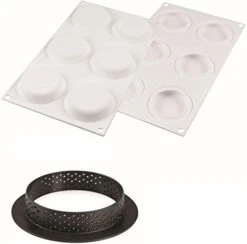Silikomart "Kit Tarte Ring 120": 2 Silicone Molds, Each With 2 Cavities, Each Cavity 4.13 Inch Diameter X 0.66 Inch High, Plus 4 Heat-Resistant Perforated Plastic Cutting Rings 21 Silikomart "Kit Tarte Ring 120": 2 Silicone Molds, Each With 2 Cavities, Each Cavity 4.13 Inch Diameter X 0.66 Inch High, Plus 4 Heat-Resistant Perforated Plastic Cutting Rings -Wilton Shop 41n0fhGomEL. AC