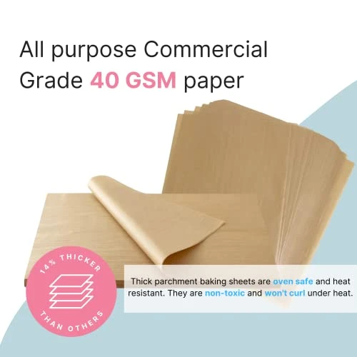 Precut Parchment Paper Sheets For Baking (12x16 In, 120 Pack) COMMERCIAL GRADE Unbleached Paper Parchment Sheets Baking Paper Unbleached Parchment Paper Parchment Paper For Baking, Cooking, Airfryer 8 Precut Parchment Paper Sheets For Baking (12x16 In, 120 Pack) COMMERCIAL GRADE Unbleached Paper Parchment Sheets Baking Paper Unbleached Parchment Paper Parchment Paper For Baking, Cooking, Airfryer - Image 6