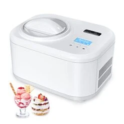 1 Quart Automatic Ice Cream Maker With Compressor, No Pre-freezing, 4 Modes Frozen Yogurt Machine With LCD Display & Timer, Electric Sorbet Maker Gelato Maker, Keep Cool Function