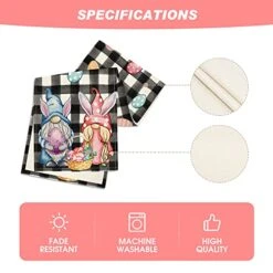 Buffalo Plaid Bunny Gnomes Eggs Easter Table Runner, Spring Summer Seasonal Holiday Kitchen Dining Table Decor For Indoor Outdoor Home Party Decoration 13 X 72 Inch -Wilton Shop 41nNtC4perL