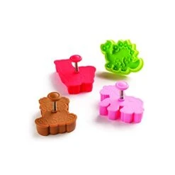 ’s Baking Animal Cookie Cutters, BPA Free, Set Of 4, One Size, Red, Brown, Pink Green