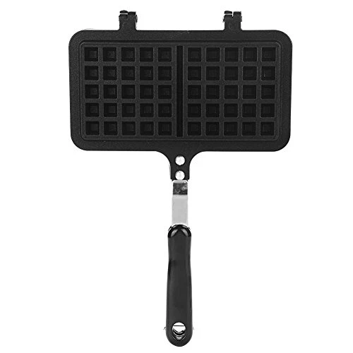 Black Aluminum Alloy Dual Head Waffle Baking Mold Non-Stick Waffle Baking Pan Mold Press Plate For Home Kitchen 7 Black Aluminum Alloy Dual Head Waffle Baking Mold Non-Stick Waffle Baking Pan Mold Press Plate For Home Kitchen - Image 5