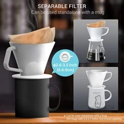 Pour Over Coffee Maker Set Pour Over Stand Set | White Ceramic Dripper | 600ml/20oz Glass Server | Non-slip Stand | Home Office Coffee Maker Kit 5 Cup -Wilton Shop 41nYpQZ6DdL