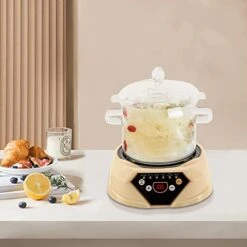 Multifunctional Health Pot 700W Automatic Electric Stew Pot 1.6L For Making Tea, Porridge And Soup, Clear, Cream Yellow -Wilton Shop 41ncOBQYQqL