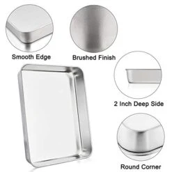 Baking Sheet Rectangular Cake Pan, Stainless Steel Lasagna Pan For Lasagna Brownie Fish Meats, 9.7-inch By 12.3-inch, Heavy Duty & Easy Clean, Rectangle - Silver -Wilton Shop 41nmy8hvTlL