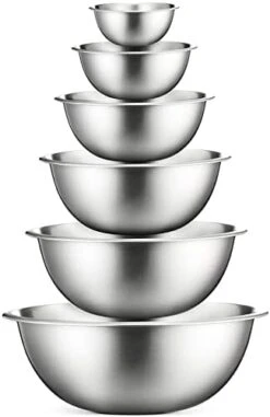 Stainless Steel Mixing Bowls (Set Of 6) Stainless Steel Mixing Bowl Set - Easy To Clean, Nesting Bowls For Space Saving Storage, Great For Cooking, Baking, Prepping 28 Stainless Steel Mixing Bowls (Set Of 6) Stainless Steel Mixing Bowl Set - Easy To Clean, Nesting Bowls For Space Saving Storage, Great For Cooking, Baking, Prepping -Wilton Shop 41nncW y6IL. AC