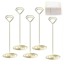 12Pcs Unique Table Number Holders With 14Pcs Place Cards, Place Card Holder, Table Card Holder, Table Number Stands, Picture Clips Name Card Photo Holder For Wedding Birthday Party Baby Shower