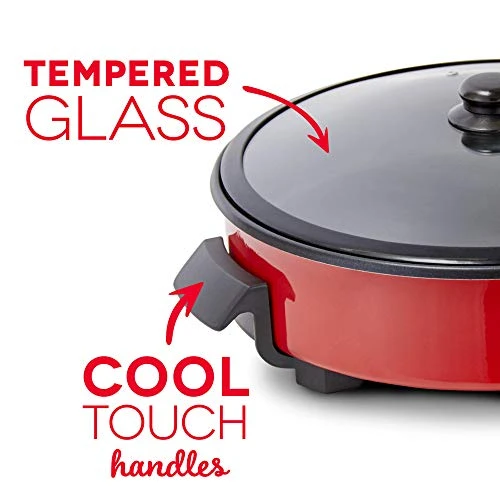 Dash Family Size Electric Skillet With 14 Inch Nonstick Surface + Recipe Book For Pizza, Burgers, Cookies, Fajitas, Breakfast & More, 20 Cup Capacity, 1400-Watt - Red 4 Dash Family Size Electric Skillet With 14 Inch Nonstick Surface + Recipe Book For Pizza, Burgers, Cookies, Fajitas, Breakfast & More, 20 Cup Capacity, 1400-Watt - Red - Image 2