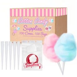 Cotton Candy Supplies Set, 100 Cotton Candy Bags With Ties, 100 Cotton Candy Cones (100 Bags 100 Cones) -Wilton Shop 41oIIIAlT7L 1