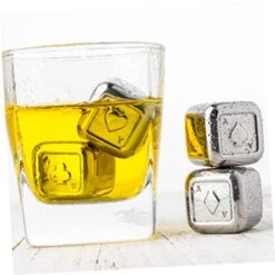 4pcs Reusable Ice For Wine Steel Pattern Chilling Beer Stainless Stones Cubes Poker Soda Rocks Whiskey Red Beverage -Wilton Shop 41oLG6AVT3L