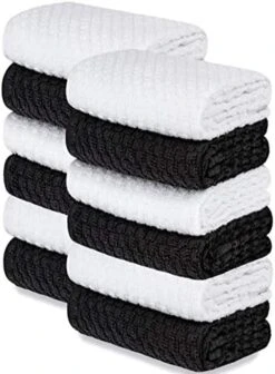 [12 Pack] Kitchen Dish Hand Towels, 100% Cotton Dobby Weave, 410GSM Absorbent Terry Cleaning Cloth, 15x26, Grey -Wilton Shop 41oLWUh evL. AC