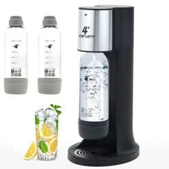 4° Sparkling Water Maker, Soda Maker Machine For Home Or Office, With 3×1.0L BPA-free Sparkling Water Bottle, Compatible With Any Screw-in 60L CO2 Carbonator(NOT Included)(Matte Black)
