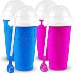 Slushy Cup Tik Tok - Double Layer Quick Frozen Magic Slushie Cup With Lid&Straw - Homemade Cool Stuff For Smoothies Drinks Shakes Juices And Soda - DIY Slushie Maker Cup For Friends&Family (Blue) -Wilton Shop 41oc Z1Z2XL. AC