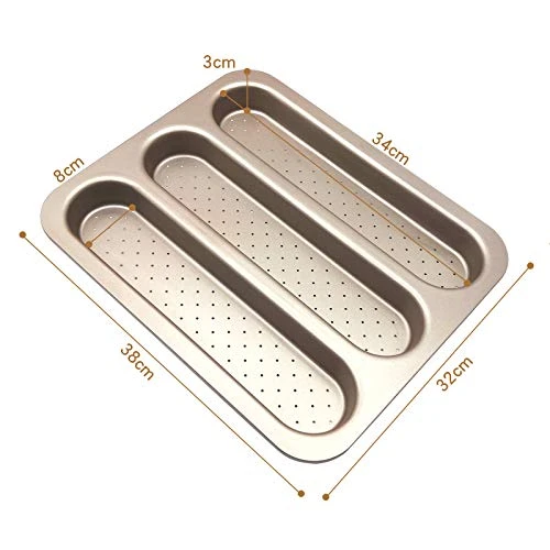 Baguette Pan French Bread Mold Carbon Steel Perforated 3 Cavity Baking Bocadillo Tray Nonstick Long Loaf Toast Cake Mould Bakeware Baking Pans For Oven 4 Baguette Pan French Bread Mold Carbon Steel Perforated 3 Cavity Baking Bocadillo Tray Nonstick Long Loaf Toast Cake Mould Bakeware Baking Pans For Oven - Image 2
