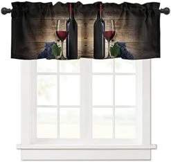 Wine Window Curtain Valance For Kitchen Windows/Bathroom/Living Room/Bedroom Privacy Decorative Rod Pocket Short Window Valance Curtain, 52" W X 18" L, Wine Grape Fruit Vintage Wooden Planks 13 Wine Window Curtain Valance For Kitchen Windows/Bathroom/Living Room/Bedroom Privacy Decorative Rod Pocket Short Window Valance Curtain, 52" W X 18" L, Wine Grape Fruit Vintage Wooden Planks -Wilton Shop 41ohetoq89L. AC
