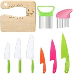 9 Pieces Wooden Kids Kitchen Knife, Include 6 Pieces Kids Plastic Knife Wooden Kids Knife Potato Slicers And Onion Slicer Wood Kids Knife Kids Plastic Knife For Kitchen (Unicorn Style) -Wilton Shop 41onjpi 9VL. AC