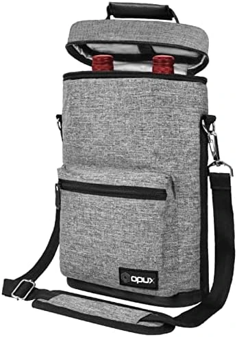 OPUX 2 Bottle Wine Carrier Tote | Insulated Leakproof Wine Cooler Bag For Travel Picnic BYOB | Padded Portable Wine Carrying Bag With Shoulder Strap, Wine Gifts - Charcoal Grey 10 OPUX 2 Bottle Wine Carrier Tote | Insulated Leakproof Wine Cooler Bag For Travel Picnic BYOB | Padded Portable Wine Carrying Bag With Shoulder Strap, Wine Gifts - Charcoal Grey - Image 8