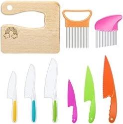 9 Pieces Wooden Kids Kitchen Knife, Include 6 Pieces Kids Plastic Knife Wooden Kids Knife Potato Slicers And Onion Slicer Wood Kids Knife Kids Plastic Knife For Kitchen (Unicorn Style) -Wilton Shop 41oxAgkuD1L. AC