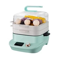 Multifunctional Breakfast Machine Egg Steamer Household Electric Steamer Double-layer Large-capacity Hot Pot Foldable And Detachable Steaming Plate Suitable For Cooking Porridge Eggs