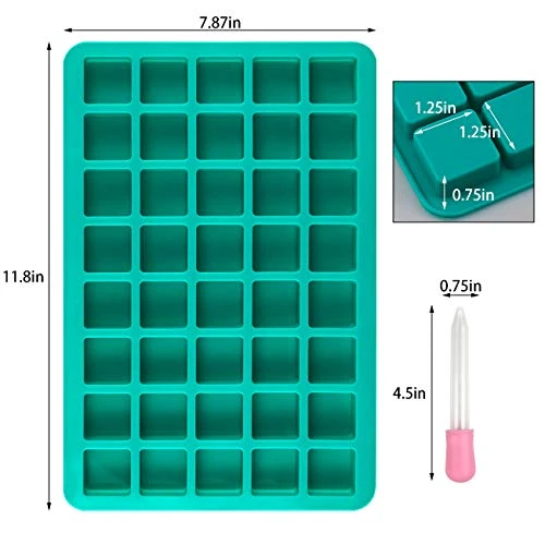 Square Caramel Candy Molds Silicone,40 Cavity Non-Stick Square Silicone Molds With 1 Droppers For Gummy,Chocolate,Hard Candy, Butter, Ice Cube, Dog Treats 5 Square Caramel Candy Molds Silicone,40 Cavity Non-Stick Square Silicone Molds With 1 Droppers For Gummy,Chocolate,Hard Candy, Butter, Ice Cube, Dog Treats - Image 3