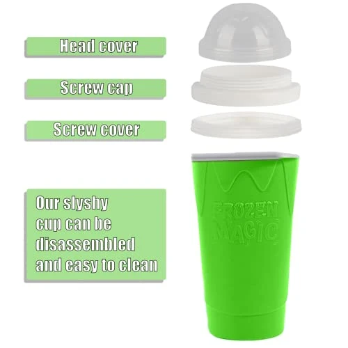 Slushy Cup Slushie Maker Ice Cup Silica Cup Pinch Cup Summer Cooler Smoothies Cup Double Layer Squeeze Cup Slush Maker Cup Home DIY Smoothie Cup For Children And Adult (Green) 4 Slushy Cup Slushie Maker Ice Cup Silica Cup Pinch Cup Summer Cooler Smoothies Cup Double Layer Squeeze Cup Slush Maker Cup Home DIY Smoothie Cup For Children And Adult (Green) - Image 2